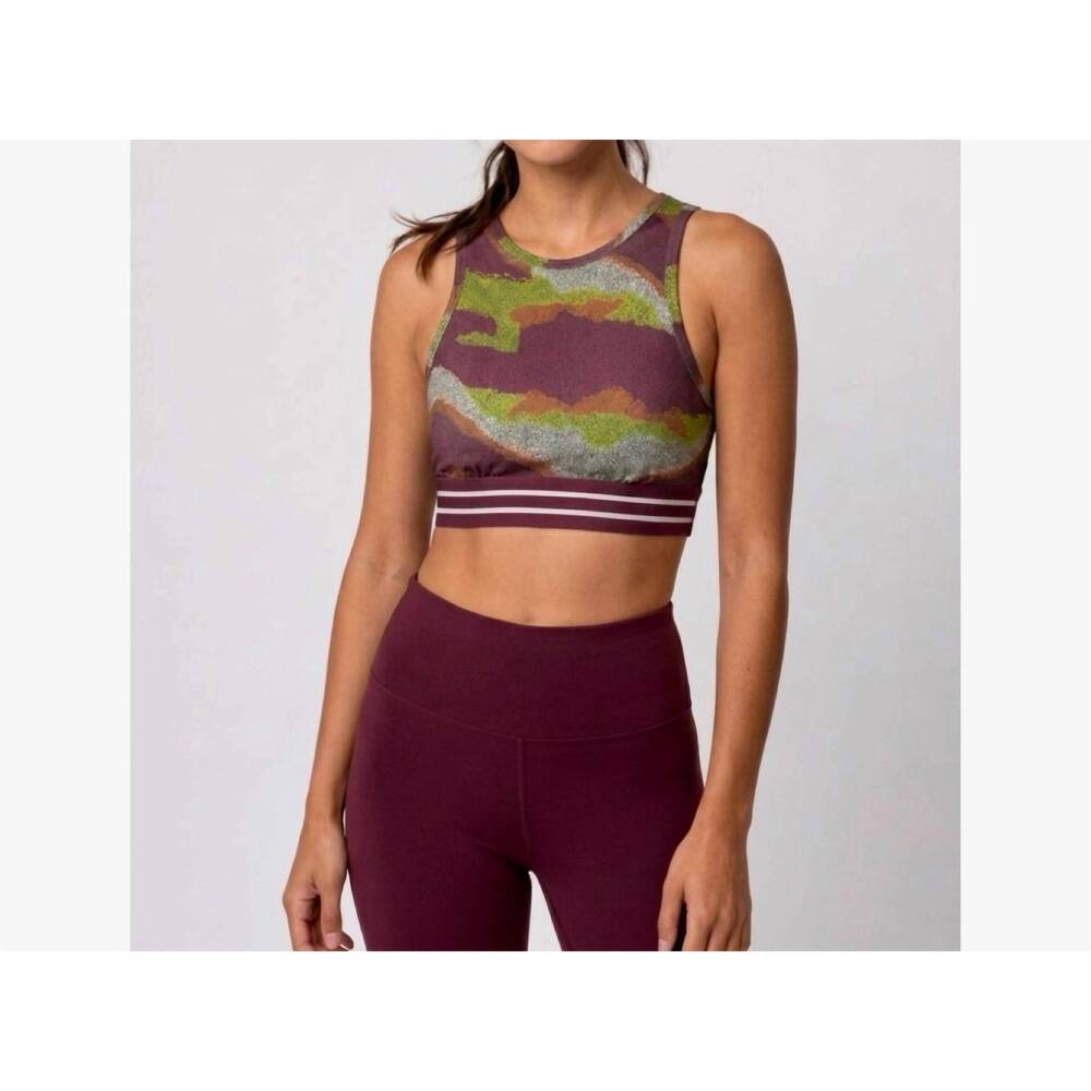 NEW NOLI yoga aria crop sports bra in sedona burgundy